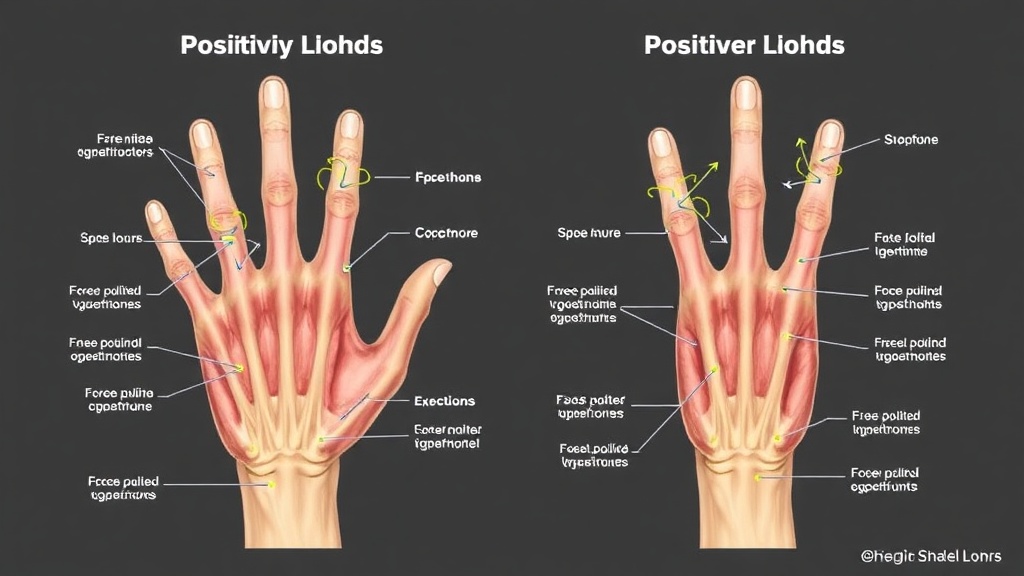 클라이밍 홀드 각도에 따른 손가락 마디와 활차의 역학적 부하를 설명하는 다이어그램